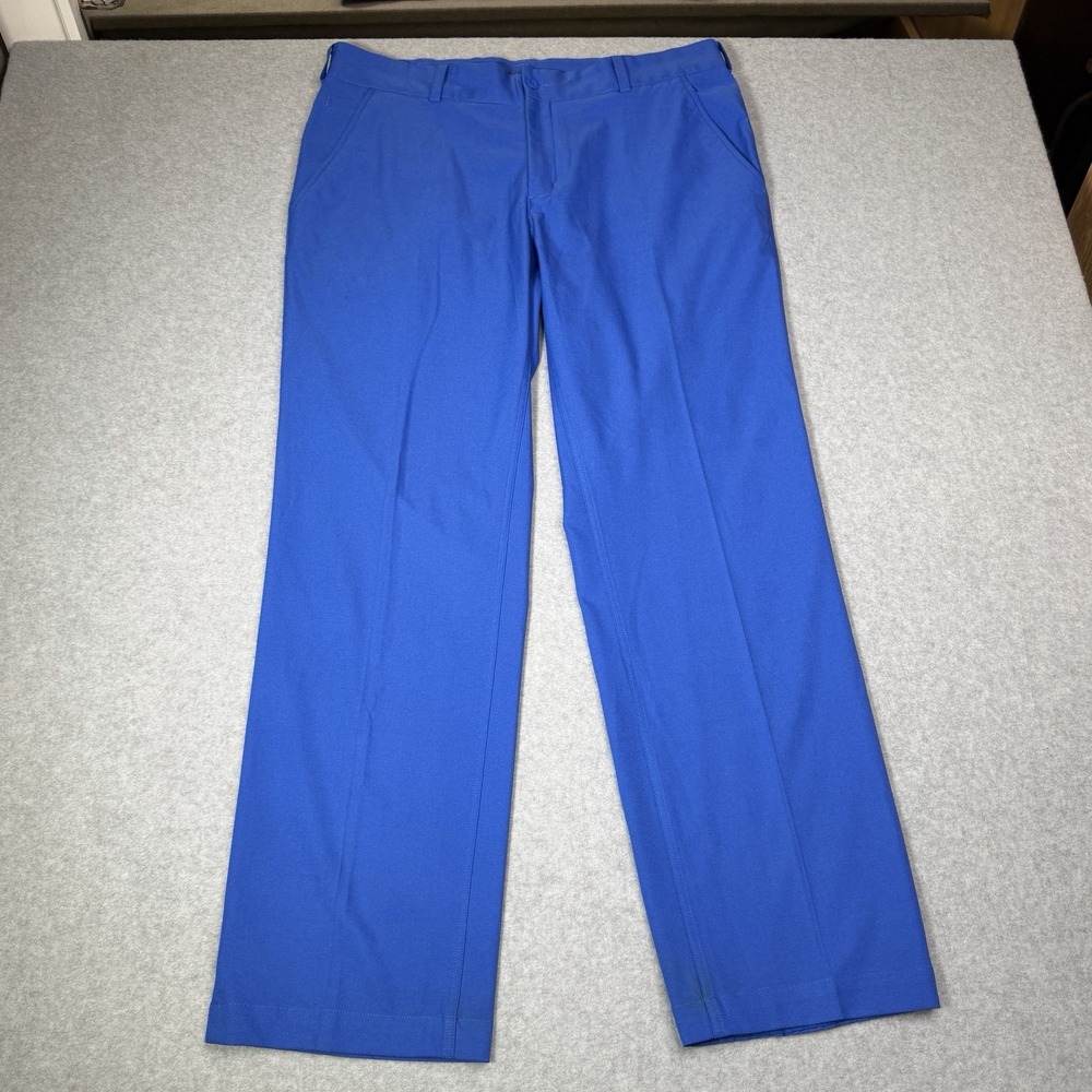 Nike Dri-Fit 398617-402 Golf Pants Men's 36x32 Solid Blue Polyester Flat Front